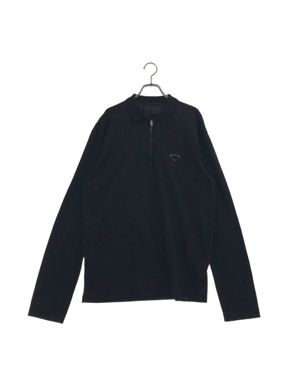 Prada Re-Nylon Long Sleeved Pique Recycled Nylon Zip-up Long Sleeve Polo Shirt